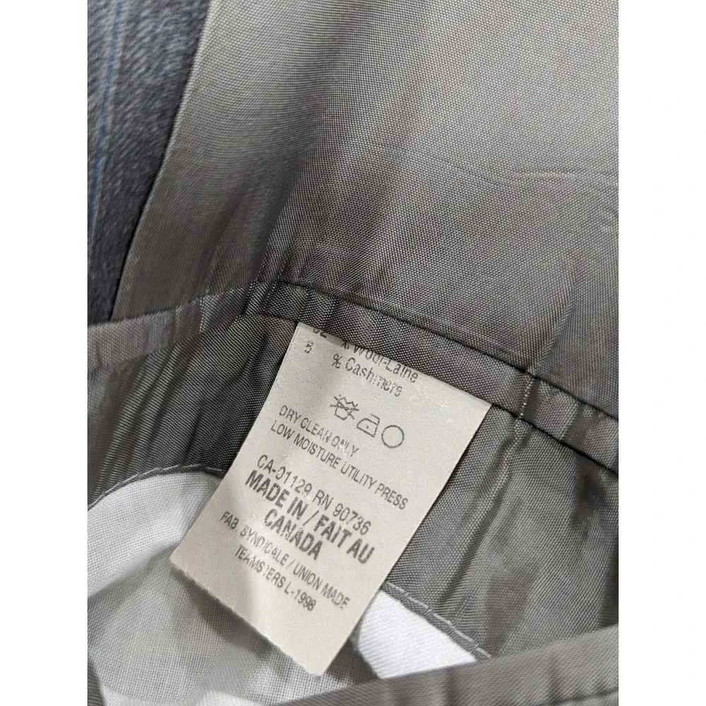 Chaps Ralph Lauren Blazer Suit Jacket Wool Cashmere Gray Pinstripe 44R Big Wide‎